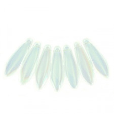 Czech Glass Daggers beads 5x16mm Crystal green rainbow